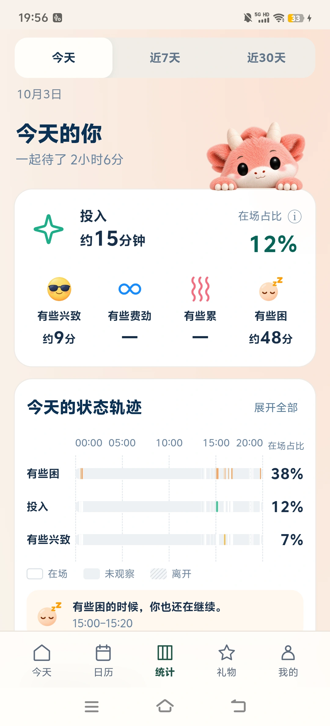 佩洛手机统计页预览,展示某一天的示例记录